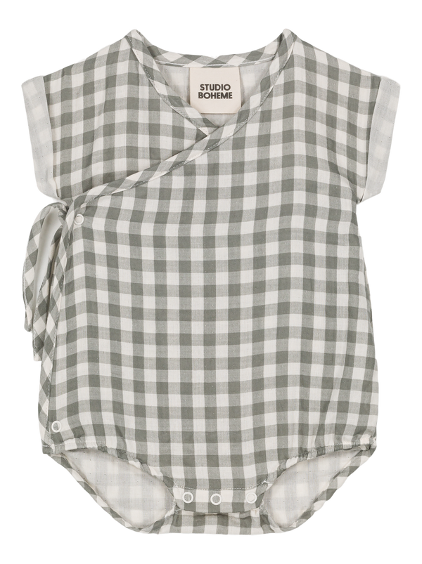 Barboteuse Nuage Vichy vert de gris