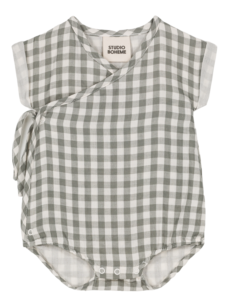 Barboteuse Nuage Vichy vert de gris