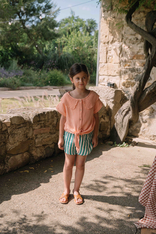 Shorts Georgette Capri Green stripes