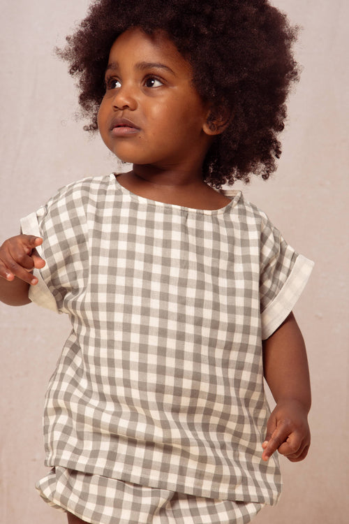 Blouse Praslin Vichy vert de gris