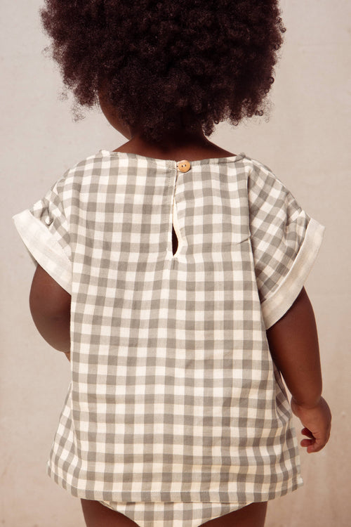 Blouse Praslin Vichy vert de gris