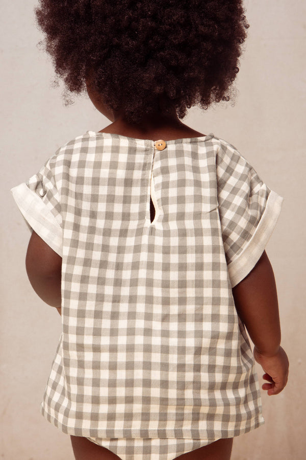 Blouse Praslin Vichy vert de gris