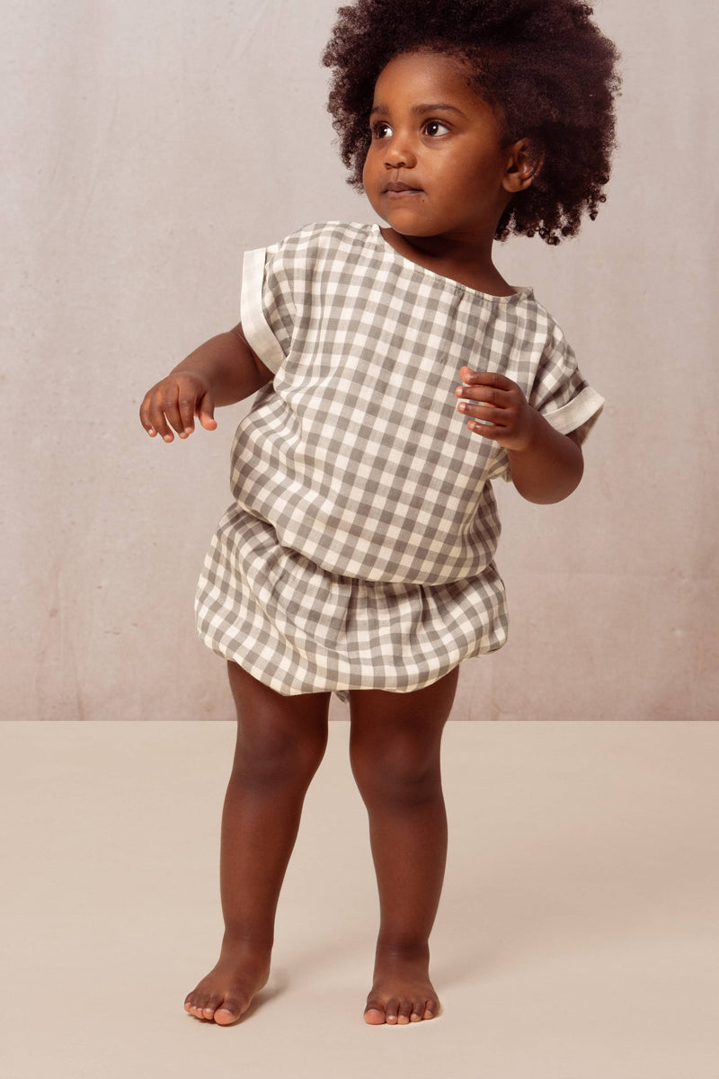 Blouse Praslin Green grey gingham