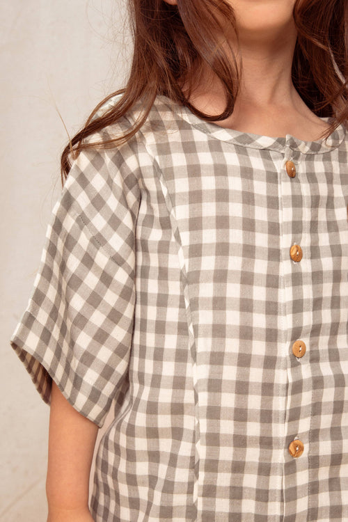 Blouse Thelme Vichy vert de gris