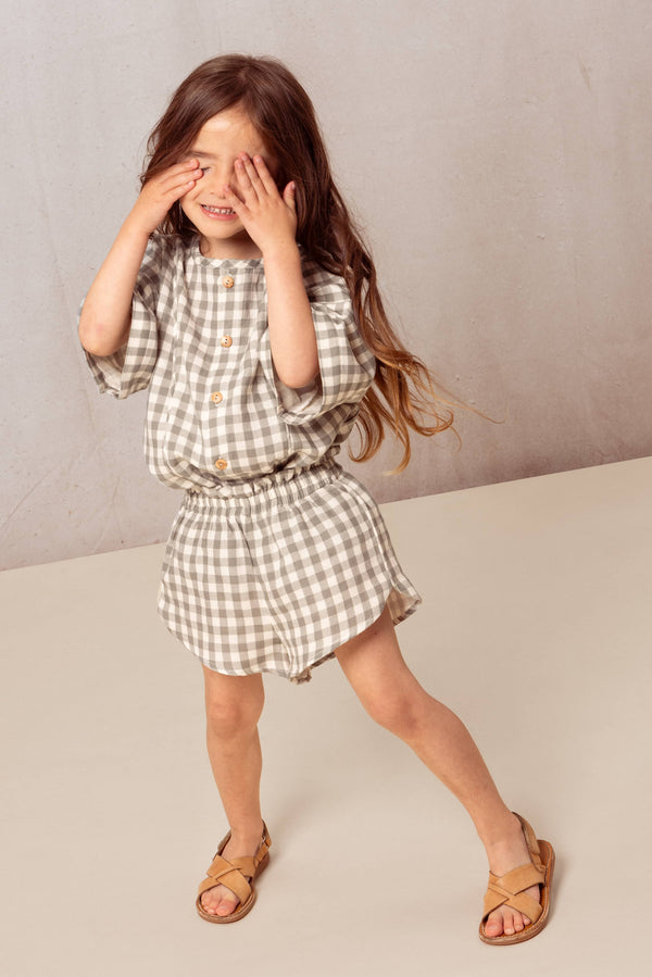 Blouse Thelme Green Grey Gingham