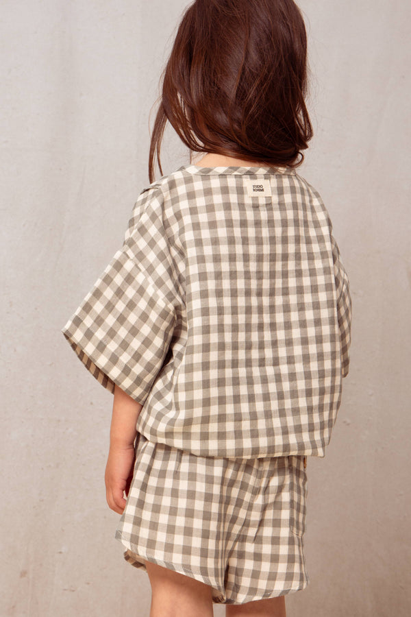 Blouse Thelme Green Grey Gingham