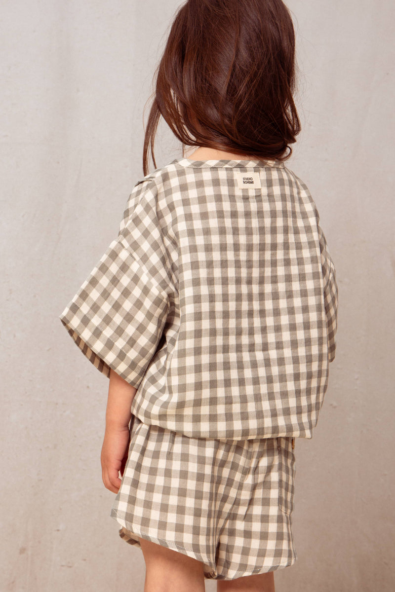Blouse Thelme Green Grey Gingham