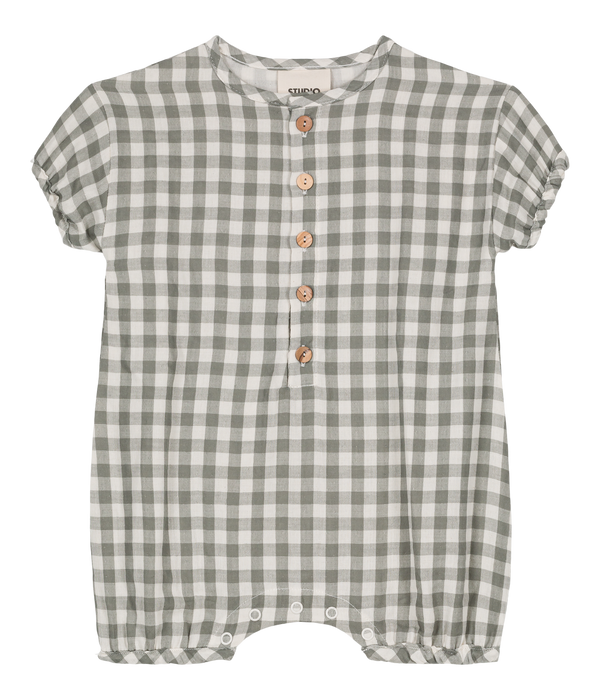 Combinaison Bebecito Vichy vert de gris