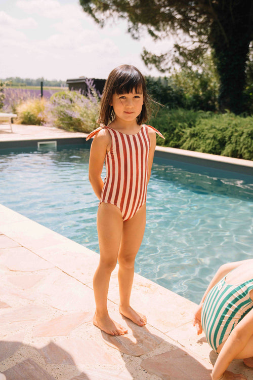 Maillot de bain 1 Pièce Roberta Rayures rouge brique