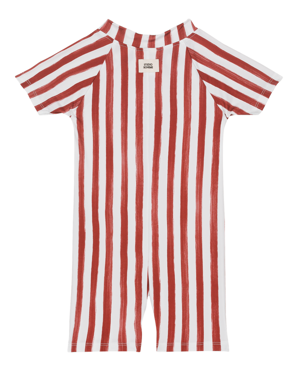 Combishort anti-UV Lulu Rayures Rouge brique