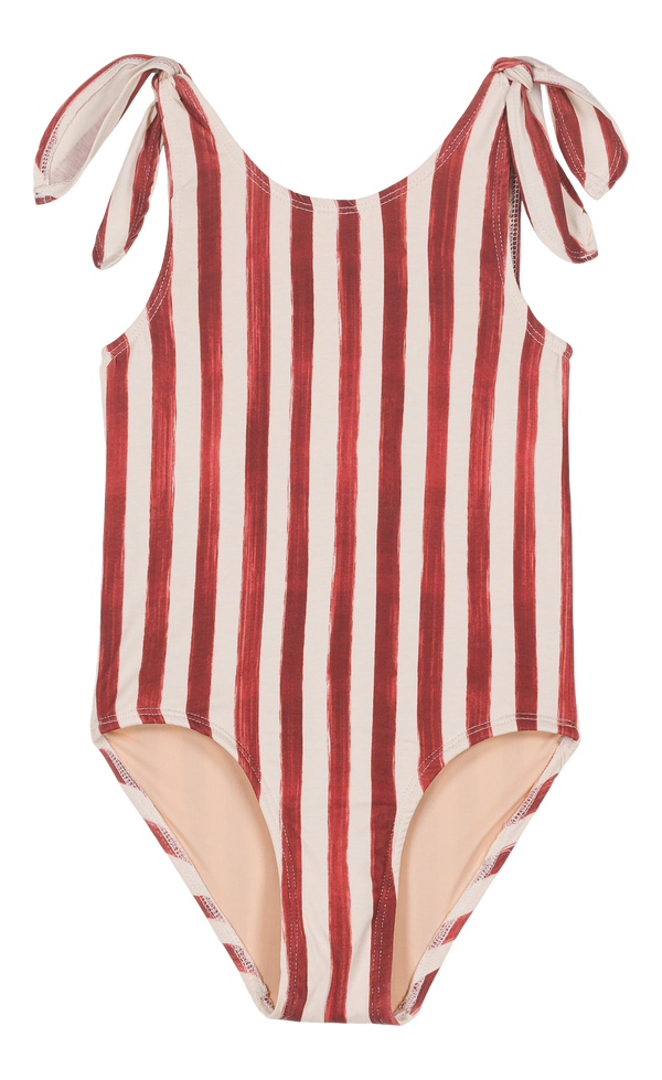 Roberta 1 Piece Swimsuit Brick red stripes