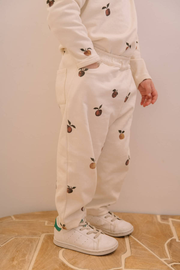 Pantalon Carrot Molleton Ecru Pommes
