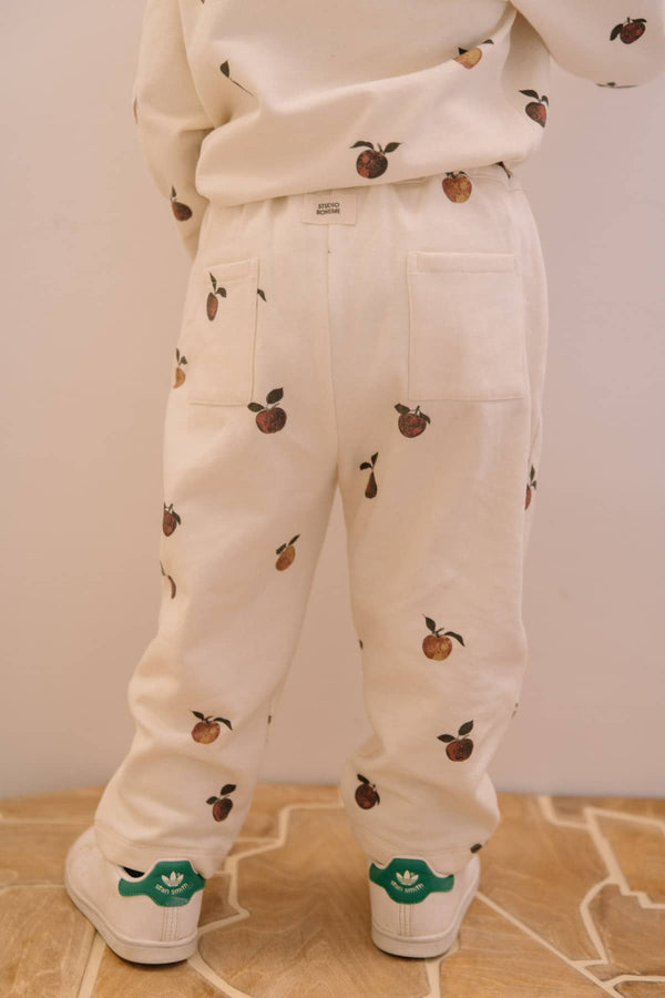 Pantalon Carrot Molleton Ecru Pommes