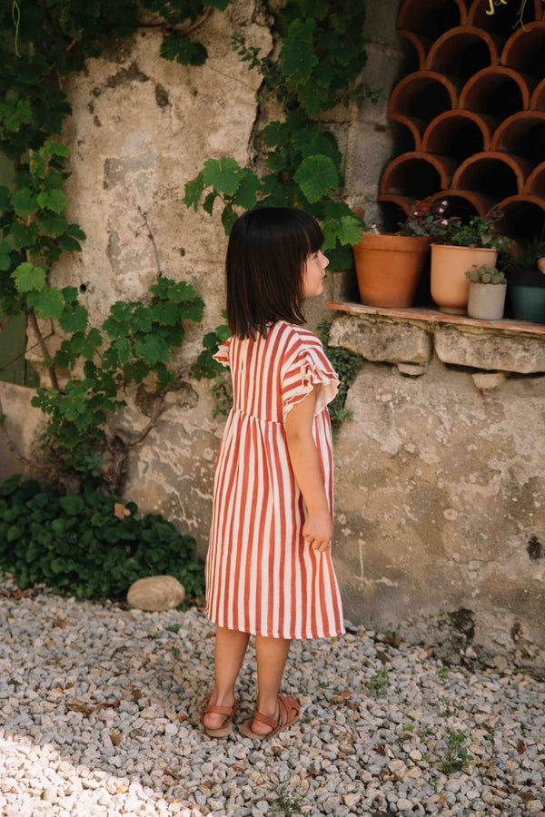 Robe Cousine Rayures rouge brique