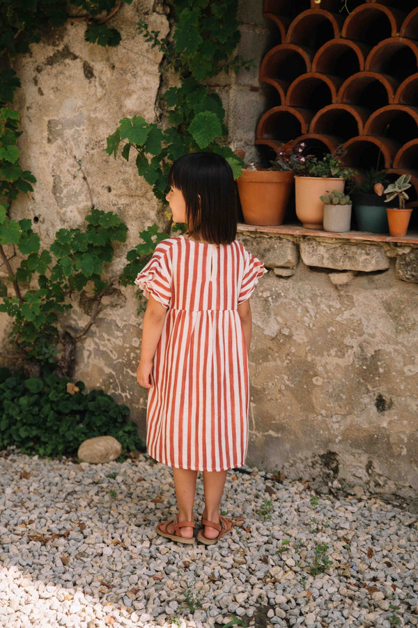 Robe Cousine Rayures rouge brique