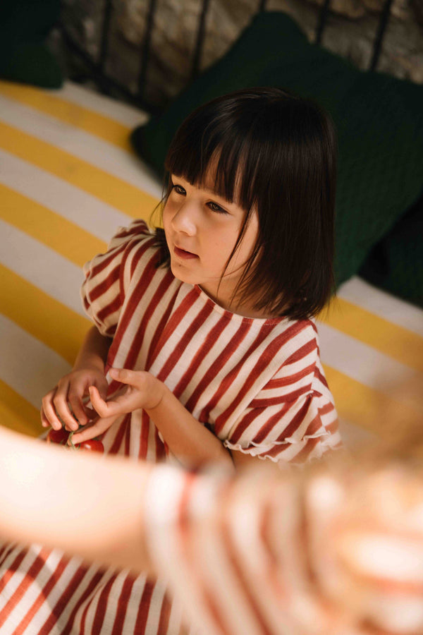 Robe Cousine Rayures rouge brique