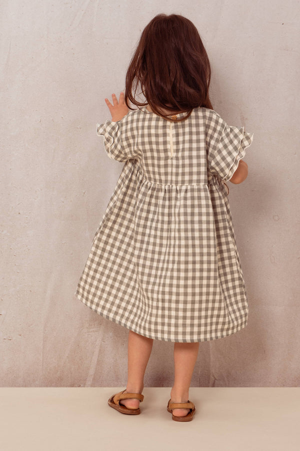 Robe Cousine Vichy vert de gris