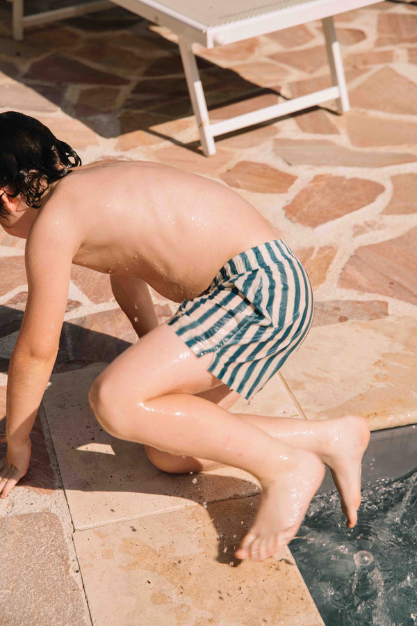 Chico swim shorts Greek blue stripes