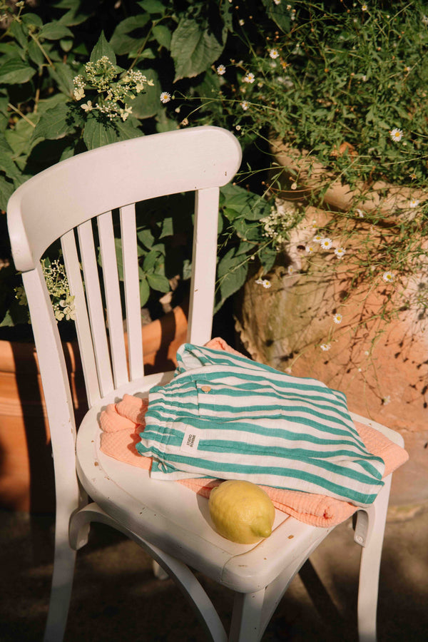 Shorts Georgette Capri Green stripes