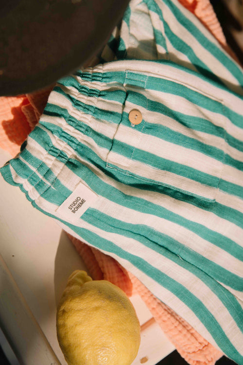 Shorts Georgette Capri Green stripes