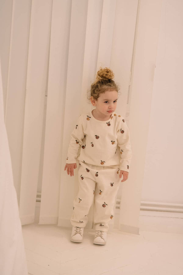Pantalon Carrot Molleton Ecru Pommes