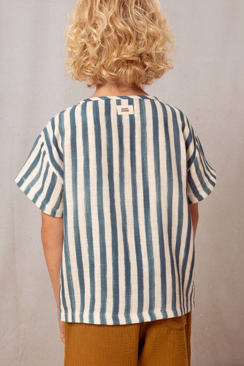 T-shirt Orso Greek blue stripes
