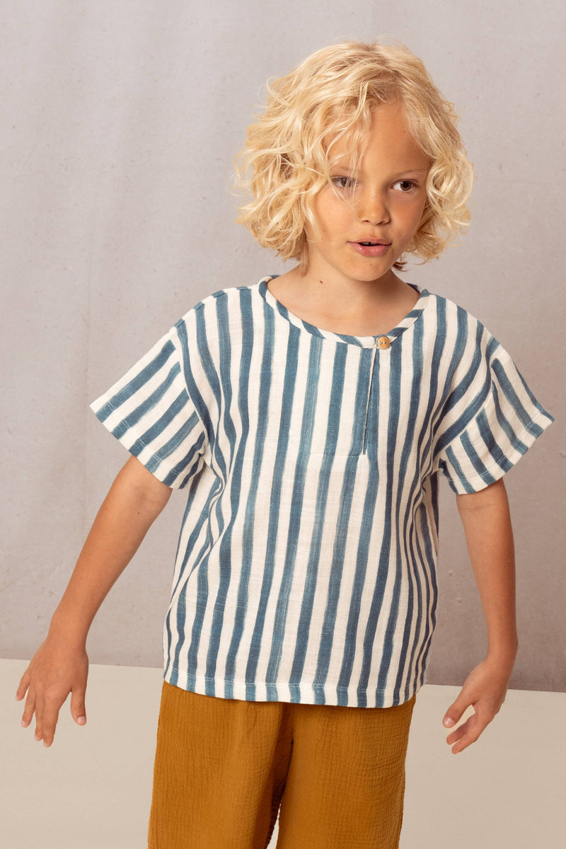 T-shirt Orso Greek blue stripes