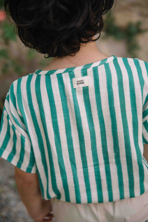 T-shirt Orso Capri green stripes