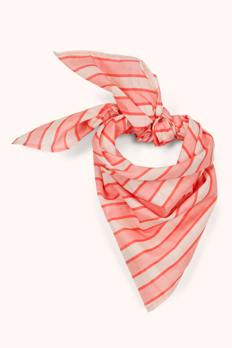 Foulard Linon Rayures Rose Rouge