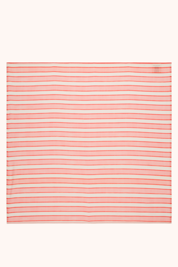 Foulard Linon Rayures Rose Rouge
