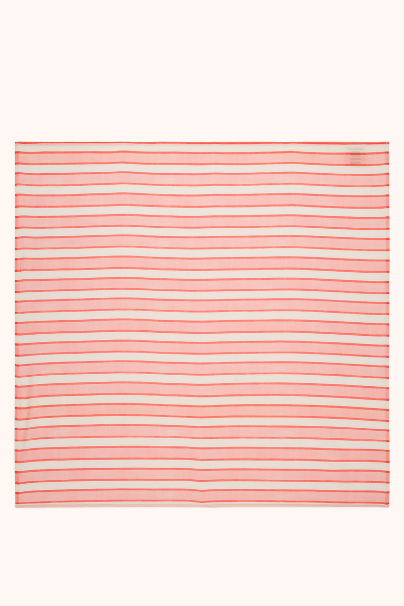 Foulard Linon Rayures Rose Rouge