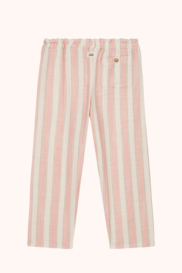 Pantalon Cousin Rayures Fraise Pistache