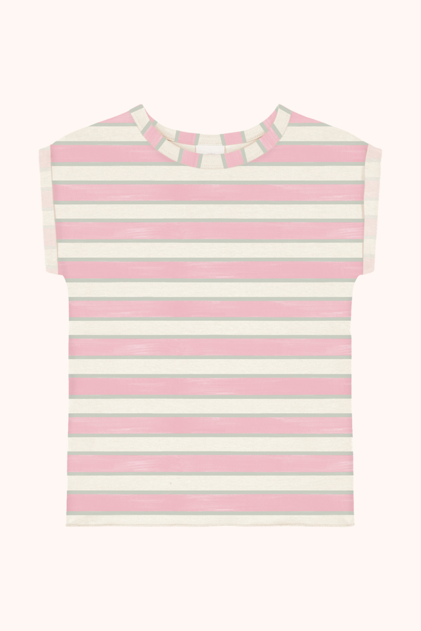 T-shirt Bama Rayures Fraise Pistache