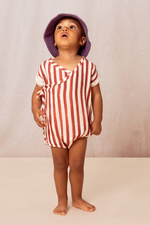 Romper Nuage brick red stripes