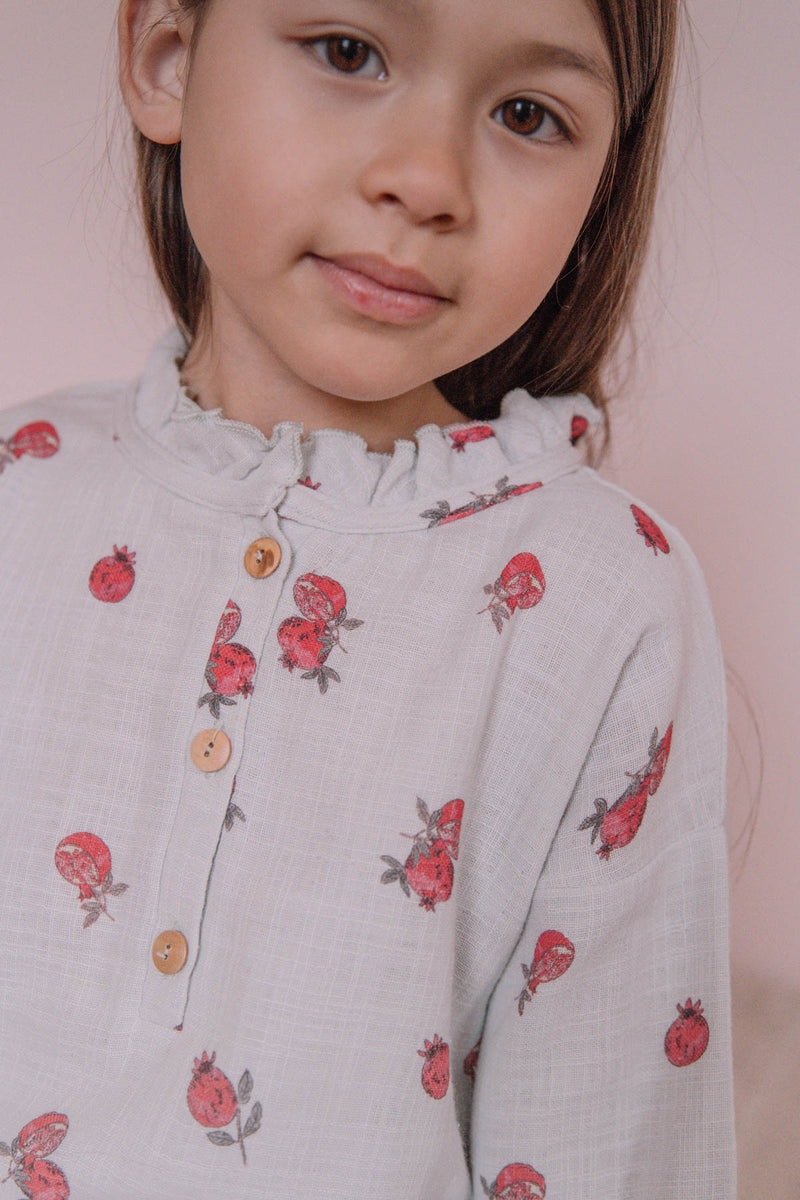 Blouse Olympe Ice Blue Pomegranates