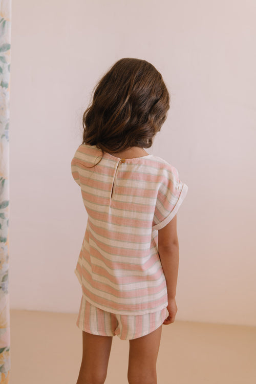 Blouse Praslin Rayures Fraise Pistache