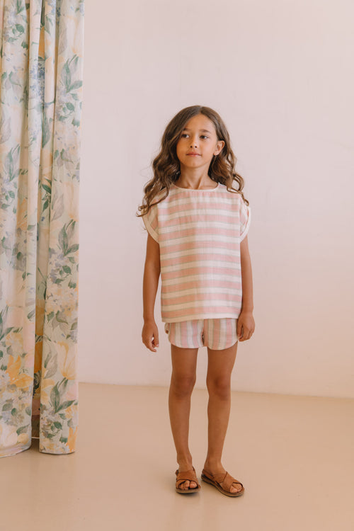 Blouse Praslin Rayures Fraise Pistache