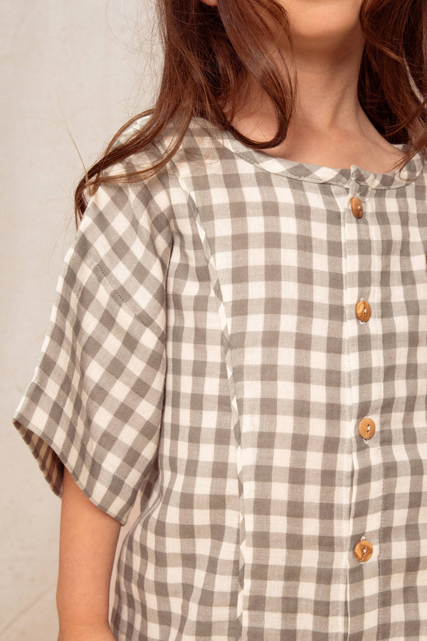 Blouse Thelme Green Grey Gingham 