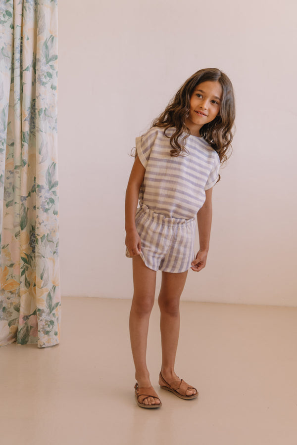 Short Georgette Rayures Iris