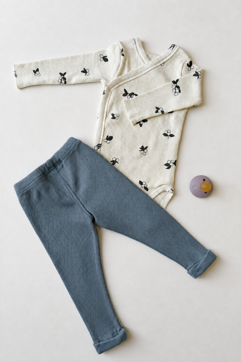 Leggings Rom Pom Bleu Cendre