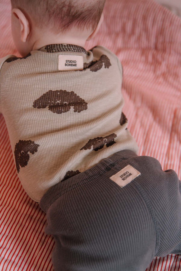 Leggings Rom Pom Bleu Cendre