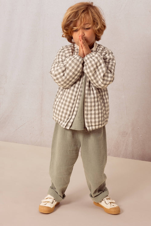 Bomber Léon Grey Green Gingham