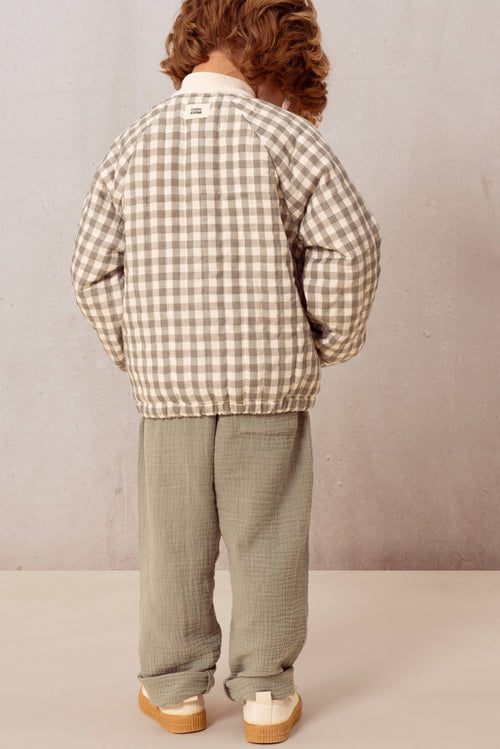 Bomber Léon Grey Green Gingham