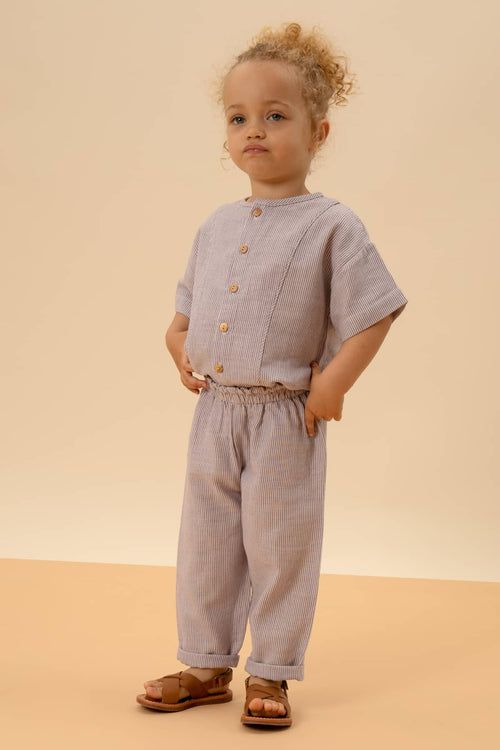 Pantalon droit rayures violettes très élégant tenue de mariage, tenue de cortège originale, coton biologique, pour petite fille ou petit garçon