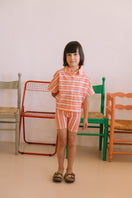 Cycliste Jeannie Rayures Rose Rouge