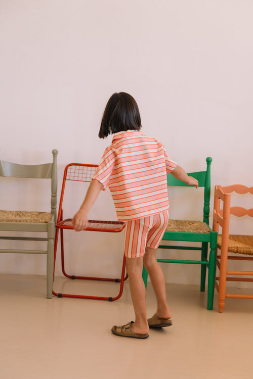 Cycliste Jeannie Rayures Rose Rouge