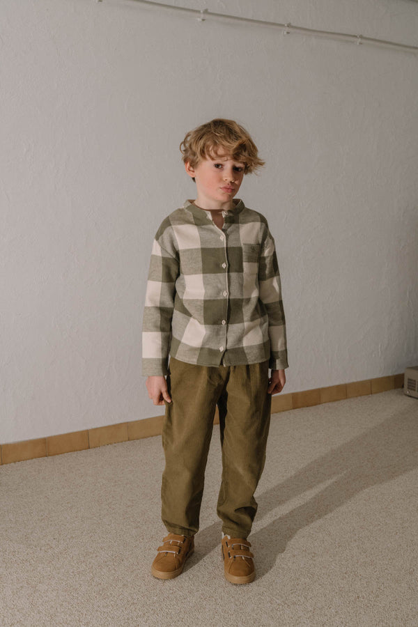 Chemise Jim Flanelle Vichy kaki