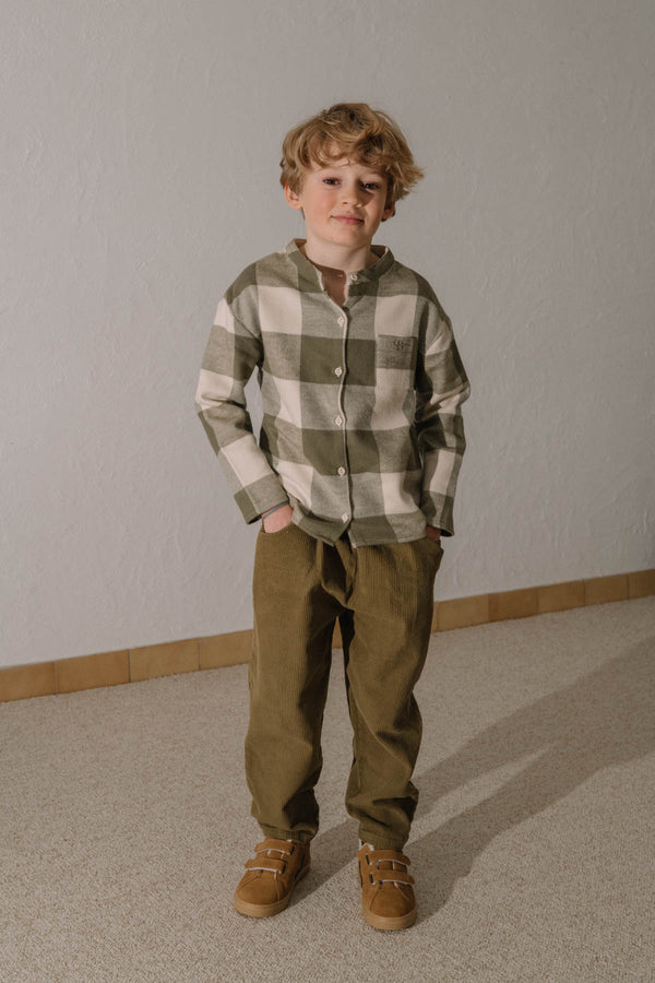 Chemise Jim Flanelle Vichy kaki