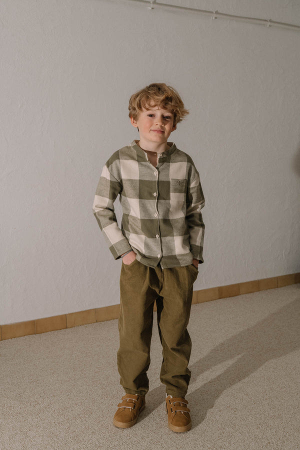 Chemise Jim Flanelle Vichy kaki