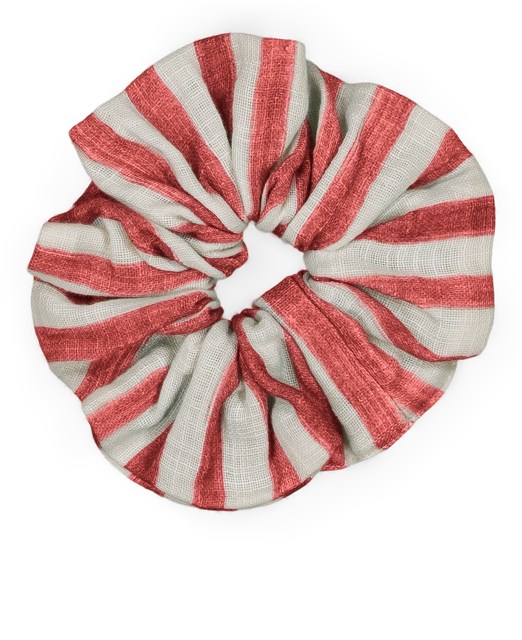 Gigi Scrunchie Red Brick Stripes